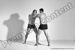 Underwear Martial art Man - Man White Moving poses Athletic Short Brown Dynamic poses Academic